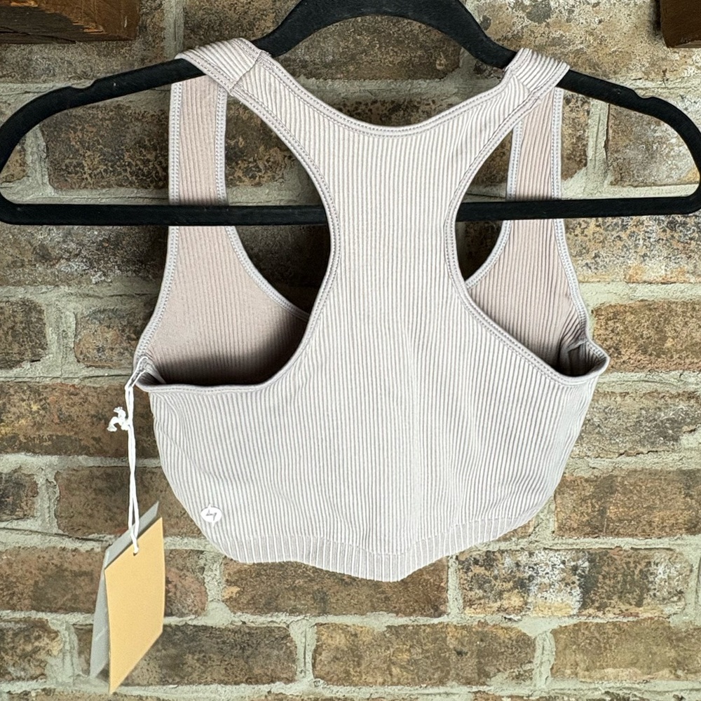 POPFLEX Ribbed Cream Racerback Top - Picture 2 of 3